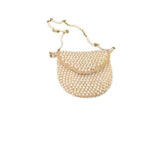 Delill Ivory Beaded Purse Chain Shoulder Strap Bag Hand Made In Italy Vintage